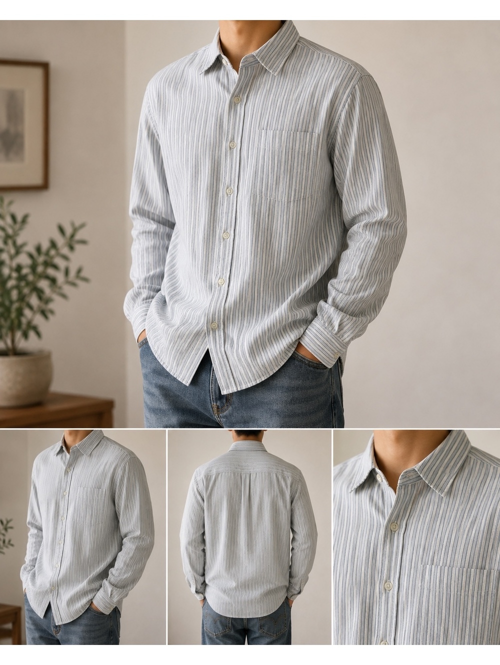 Positano Men's Medium Striped Dress Shirt
